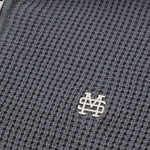 Gray  Knit Hoodie with metallic monogram and zipper