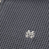 Gray  Knit Hoodie with metallic monogram and zipper