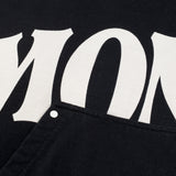 Hoodie La Vita È Bella in Dark Black with raised back print, kangaroo pocket, and metallic details.
