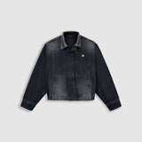Aviator Denim Jacket - Distressed Black