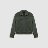 Monogram Leather Jacket - Olive green