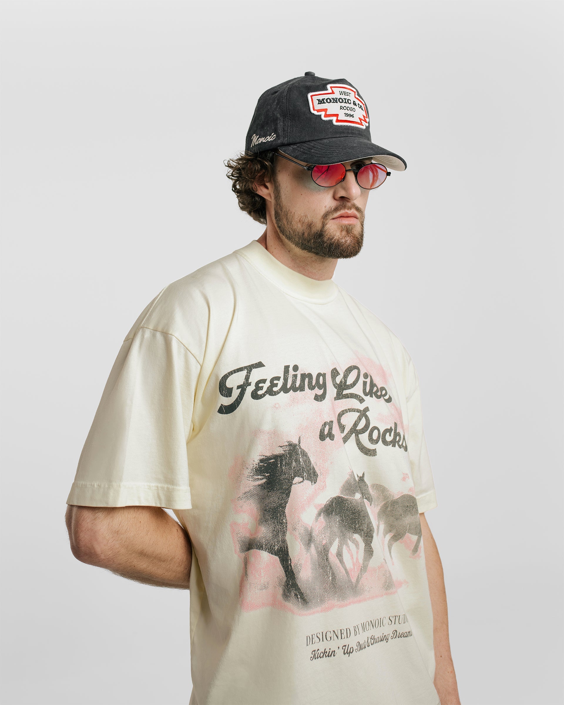 Camiseta Feeling Like a Rockstar Crema | Camisetas Rodeo | Monoic Studios