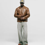 Monogram Leather Jacket - Honey Brown