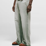 Flared Pants -  Distressed Olive green