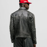 Monogram Leather Jacket - Distressed Black