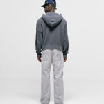 Gray  Knit Hoodie with metallic monogram and zipper