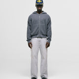 Gray  Knit Hoodie with metallic monogram and zipper