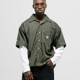 Checkered Double Sleeve Shirt – Dark green
