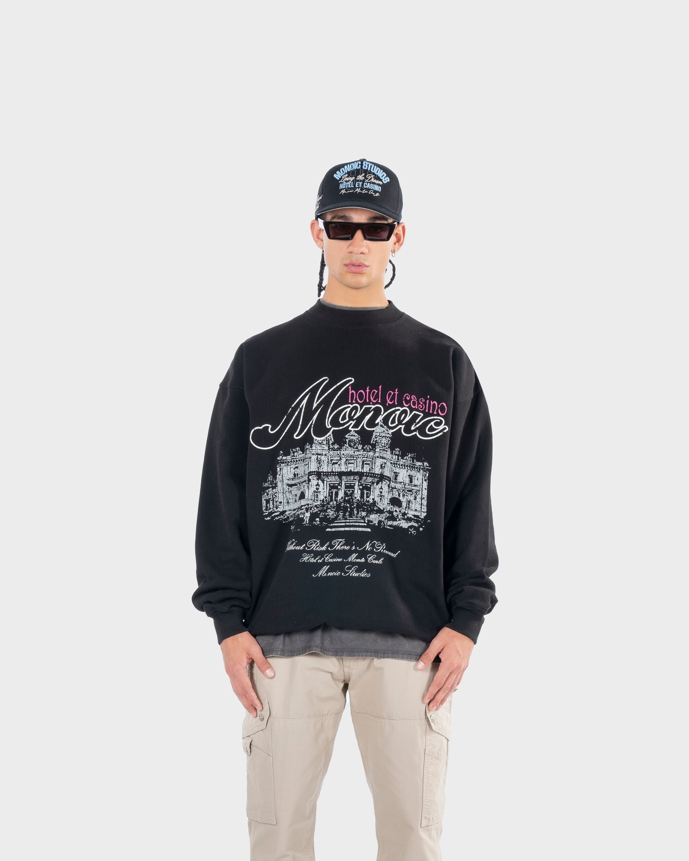 Crewneck Monte Carlo Negro | Crewnecks Hotel y Casino | Monoic Studios